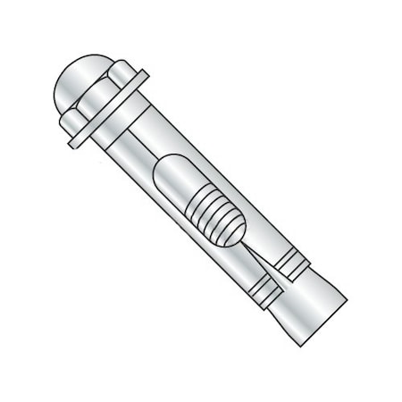 Newport Fasteners Sleeve Anchor, 1/4" Dia., 1-3/8" L, Steel Zinc Plated, 100 PK 126837